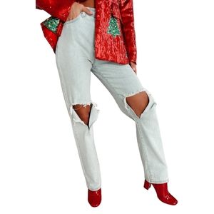 Cello High Rise Distress Dad Jeans